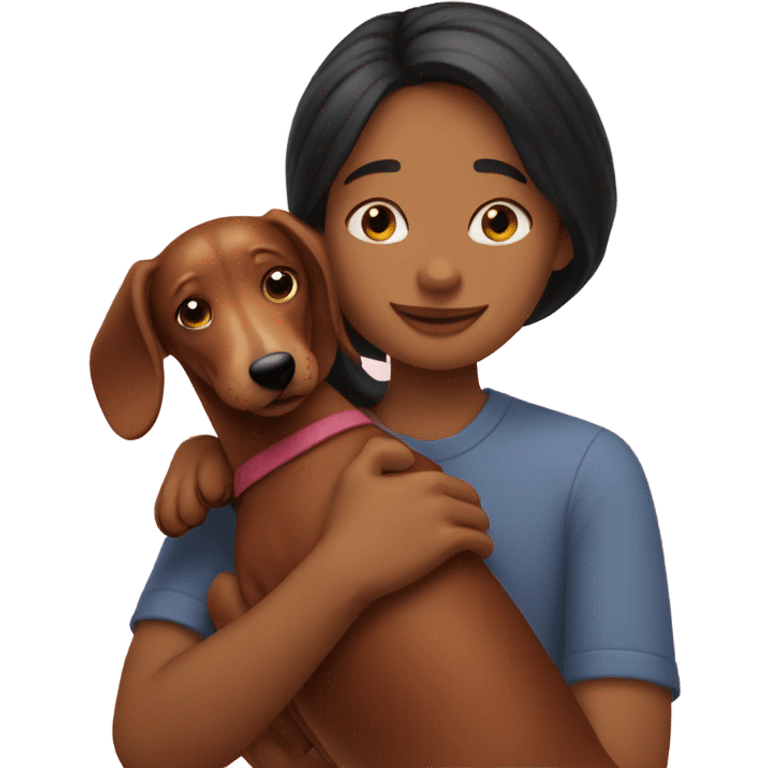 Me hugging my dachshund dog emoji