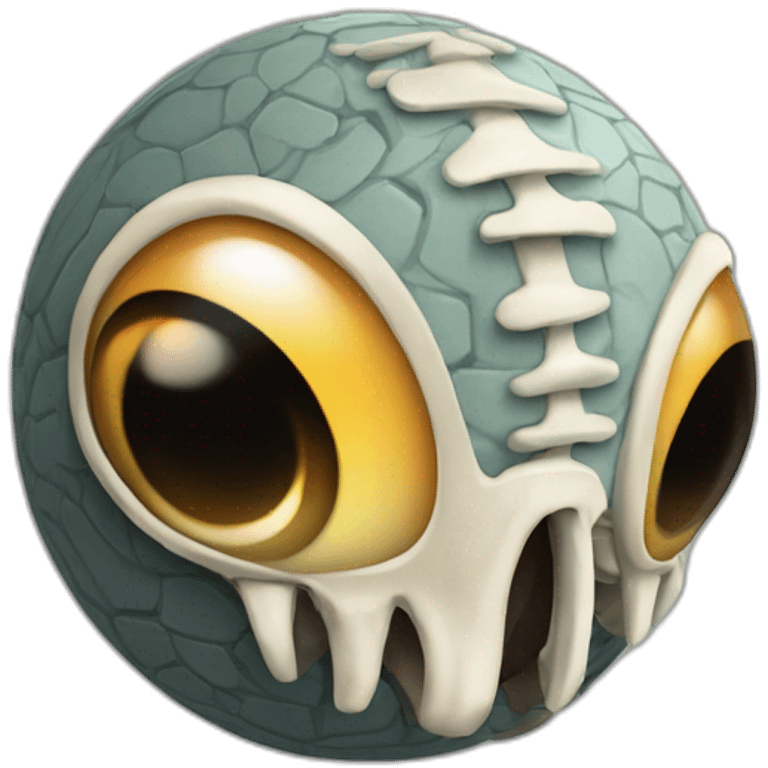 3d sphere with a cartoon Skeleton Horse skin texture with big courageous eyes emoji