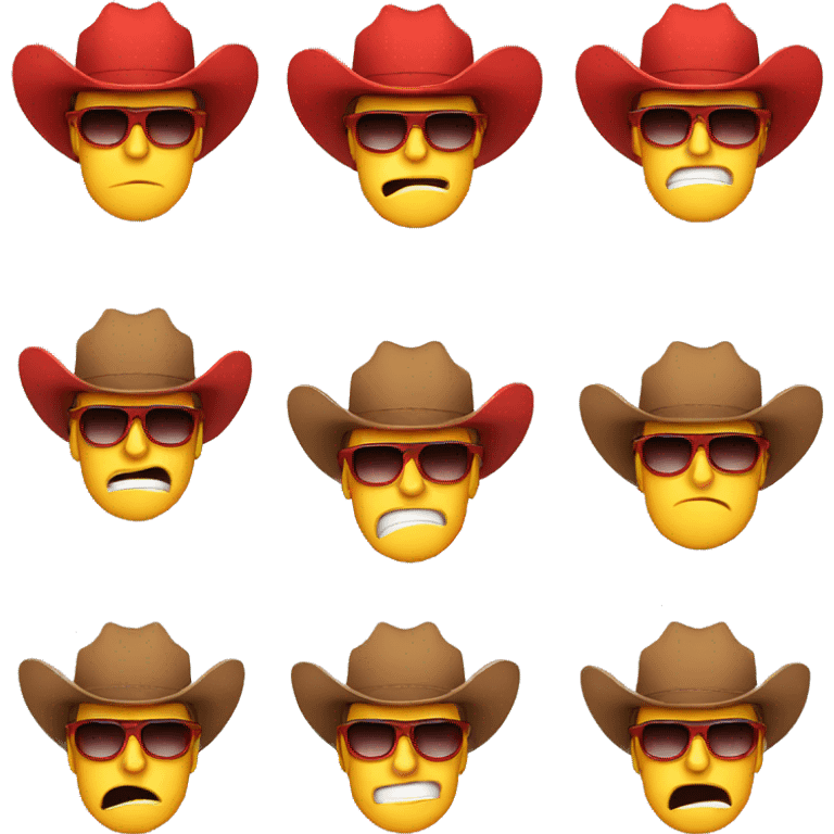 cowboy sunglasses crying red tears emoji