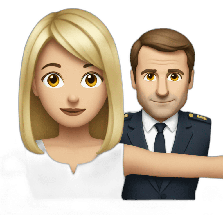 macron behind a woman leaning over emoji