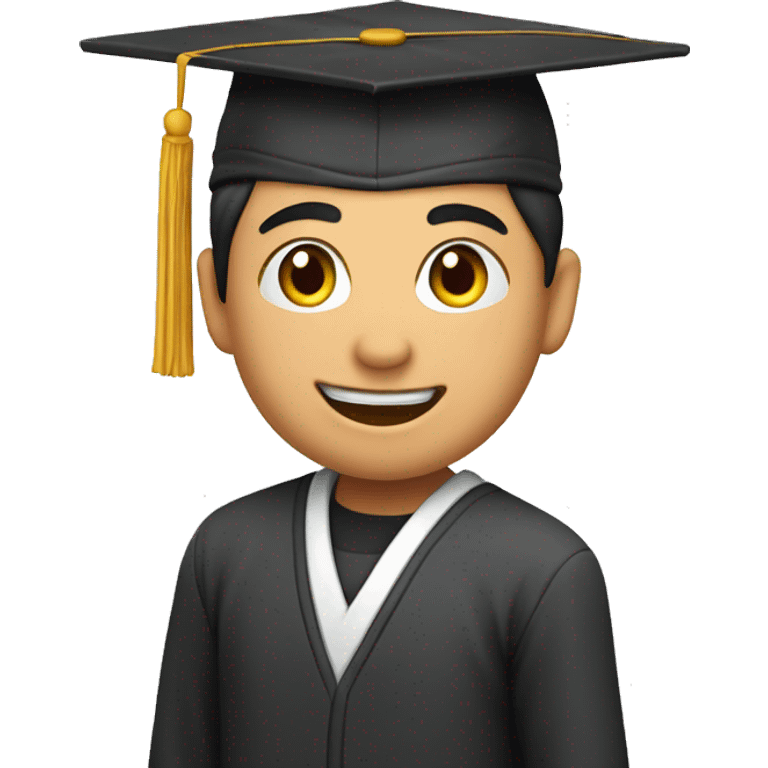 an asian student greets in an academic hat emoji