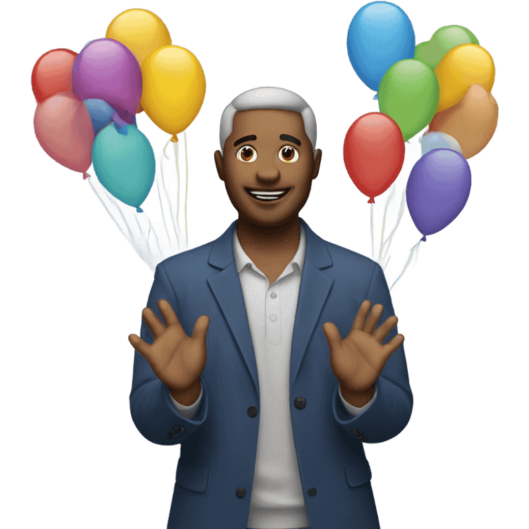 Man with balloons for hands emoji