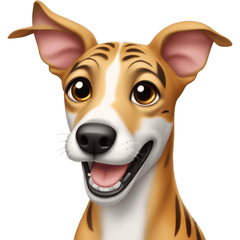 Fawn tiger greyhound with tongue out emoji