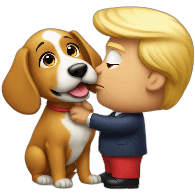 trump kissing a dog emoji