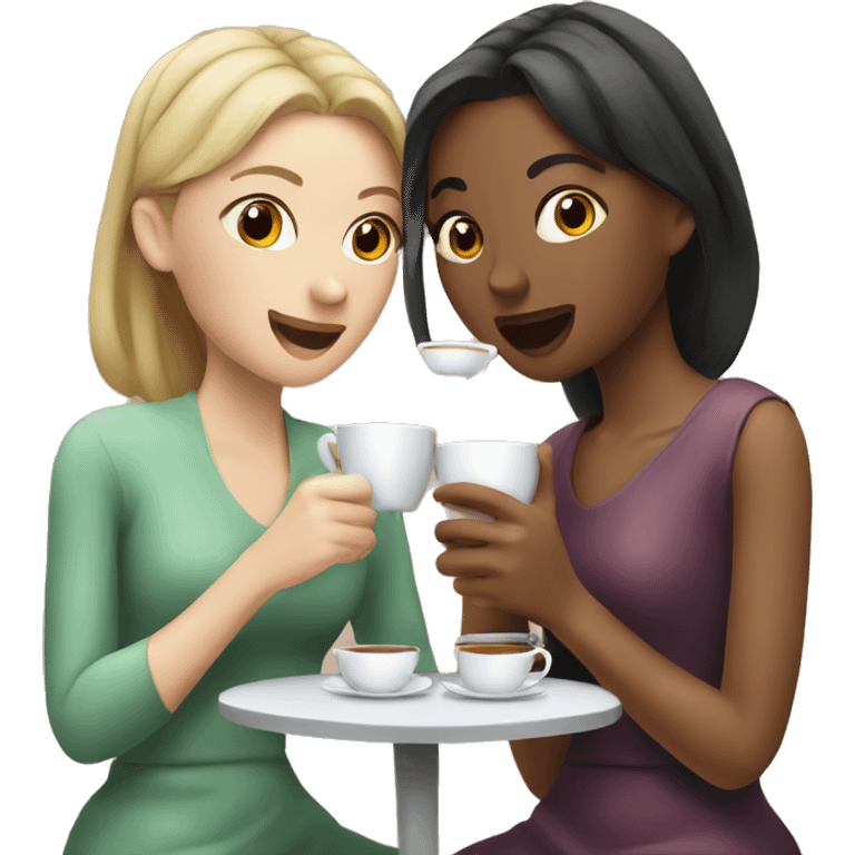 Three  girls drinking tea gossip  emoji