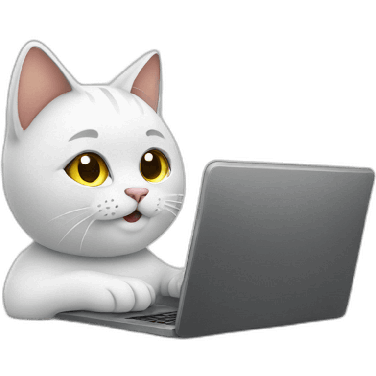 Cat consultant working with laptop emoji