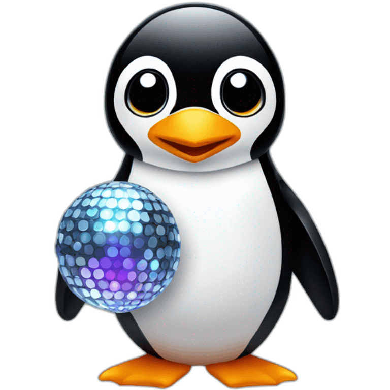 Penguin with a disco ball emoji