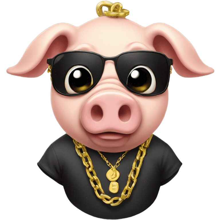 Thug pig with gold chain emoji