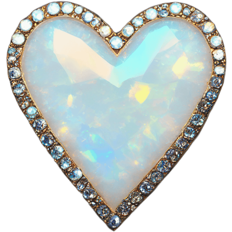 opal Crystal rhinestone pave heart emoji