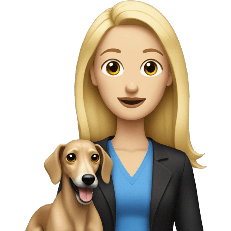 Blonde woman with black greyhound emoji