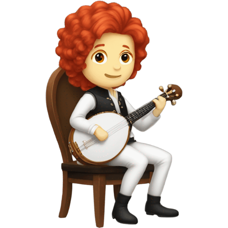 Vivaldi Red haired wig chibi sitting chair banjo emoji