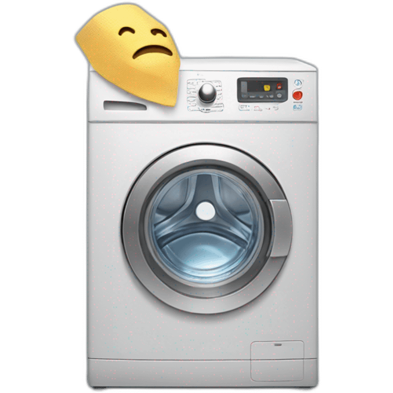 A washing machine has its head tied with a medical bandage emoji