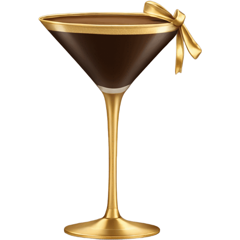 gold rimmed espresso martini glass with gold bow emoji