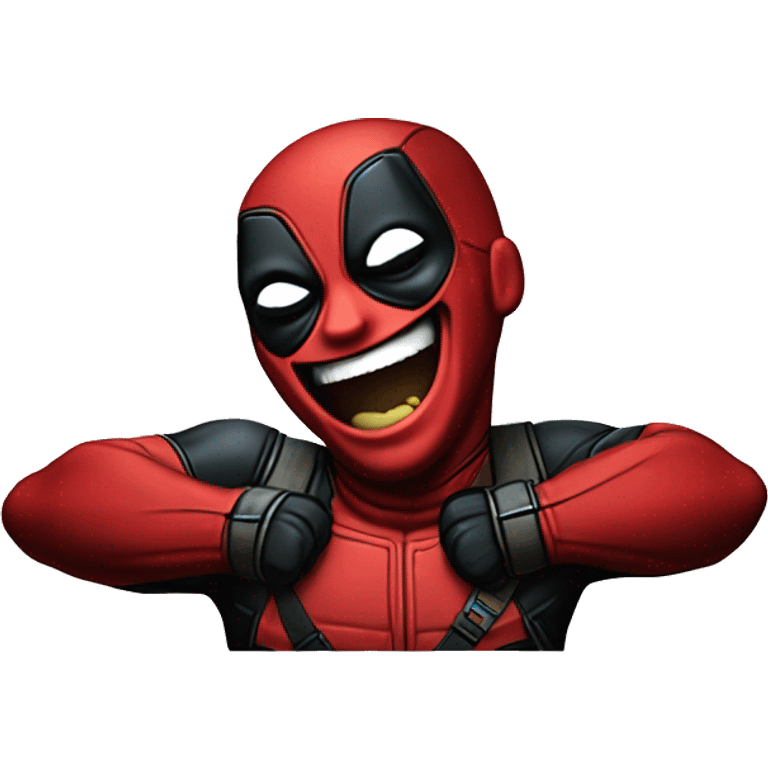 DeadPool emote laughing out loud and holding his belly emoji