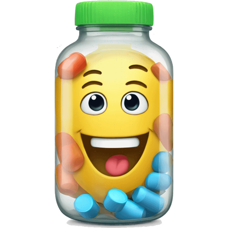 vitamin bottle with excited face emoji