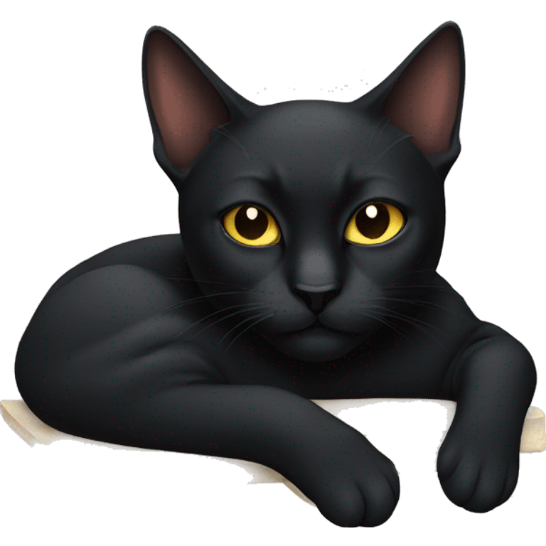 a black cat resting emoji