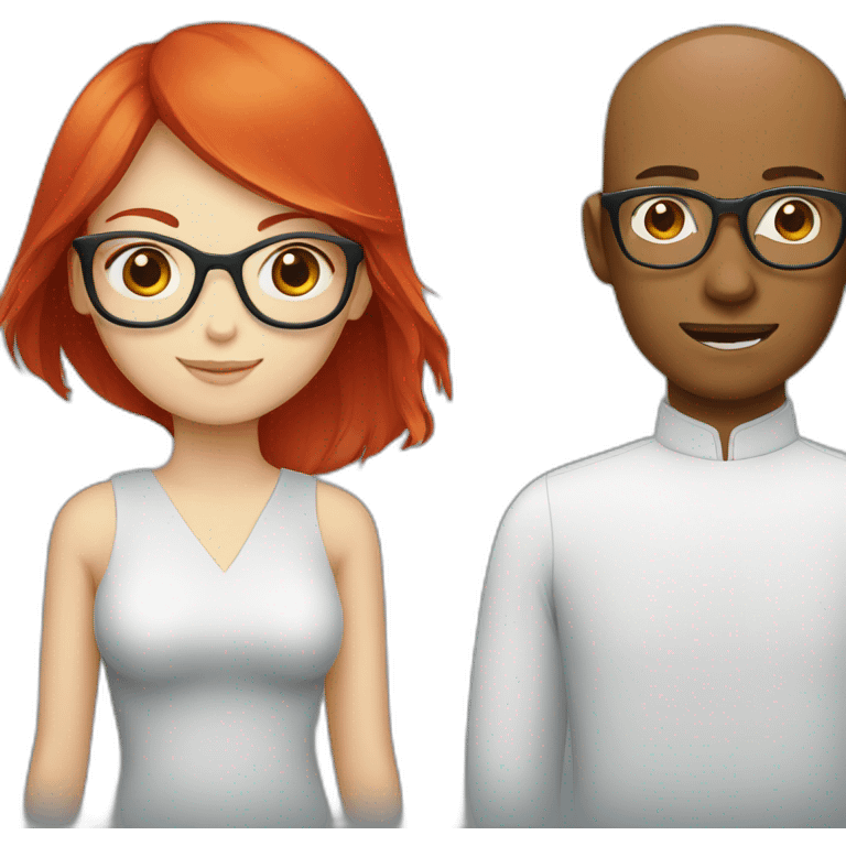 Red head girl and chinese man glasses emoji