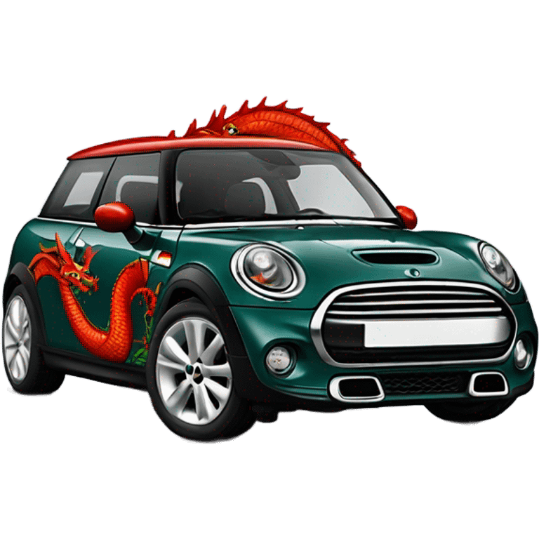 Mini Cooper with Welsh dragon  emoji