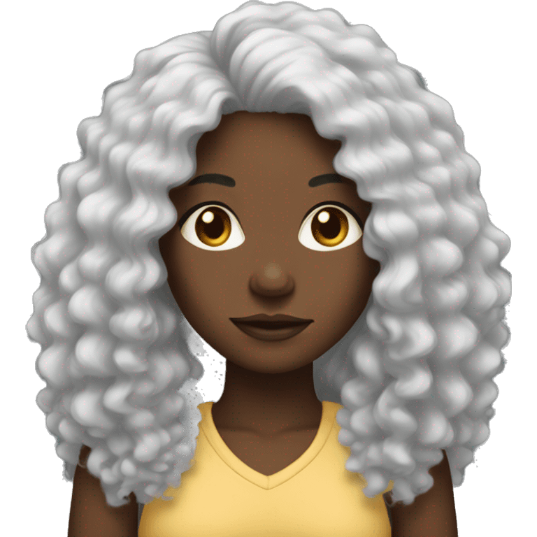 Black girl with long fluffy hair  emoji