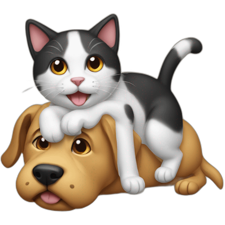 Cat on dog emoji