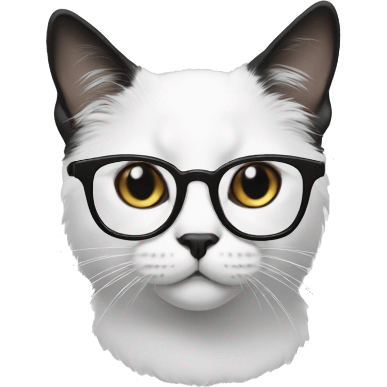 black and white cat in glasses emoji