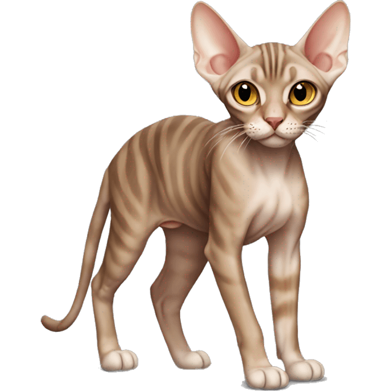 Brown tabby -Sphynx cat,half body emoji