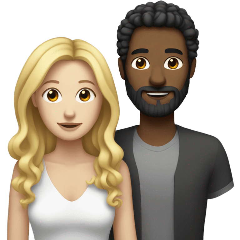 white woman with curly black hair together with a bearded white man emoji