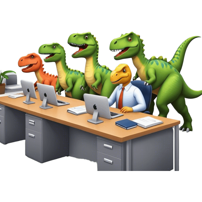 dinosaurs working in an office emoji