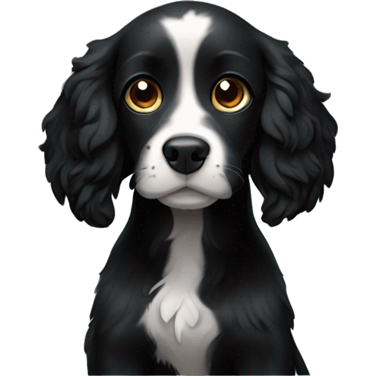 Small black spaniel with white flash on chest emoji