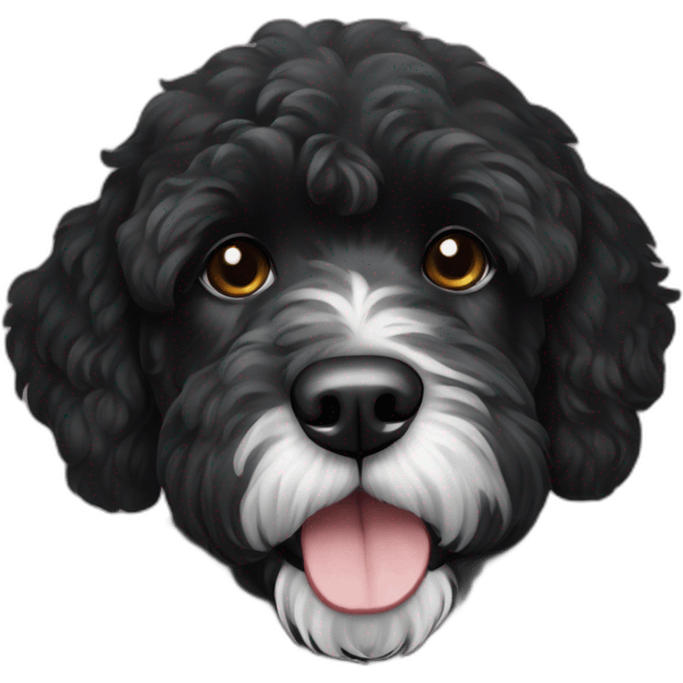 black Portuguese water dog with white chin emoji