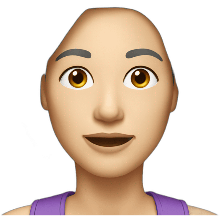 women wearing headset, age 55, no glasses, brown hair, eye color gray emoji