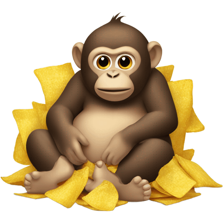 Fat monkey eating chips emoji