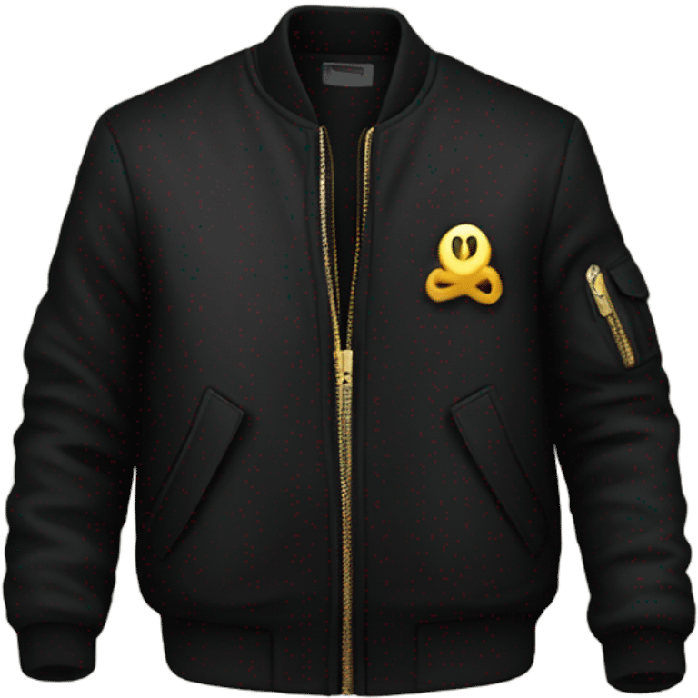 black bomber jacket with gold zipper emoji