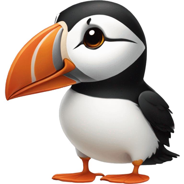 A puffin with kawaii eyes, side view emoji