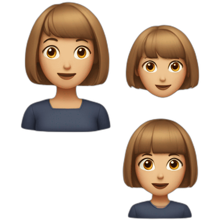 A mother with a short bob haircut and a girl with a short bob and blunt bangs emoji