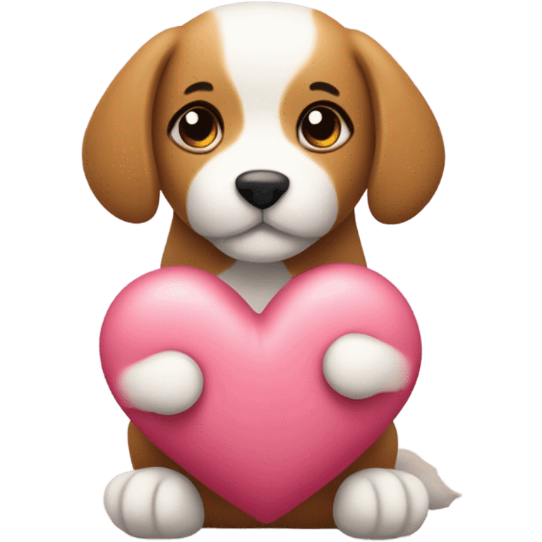 cute dog hugs toy heart emoji