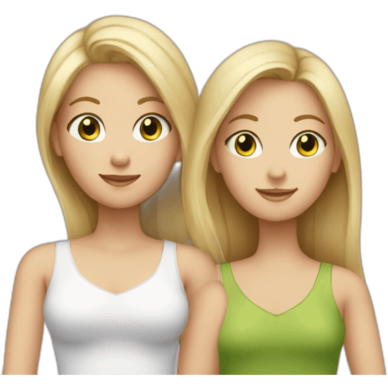 4 people Family . blond girl green eyes, dad (no hair), mom (long blond hair) and two sisters with brown hair emoji