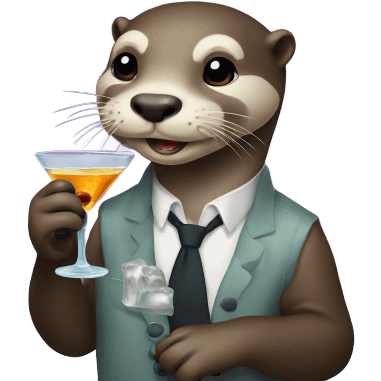 Otter drinking martini emoji