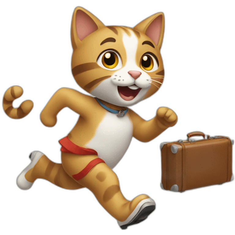 a cat running with a suitcase emoji