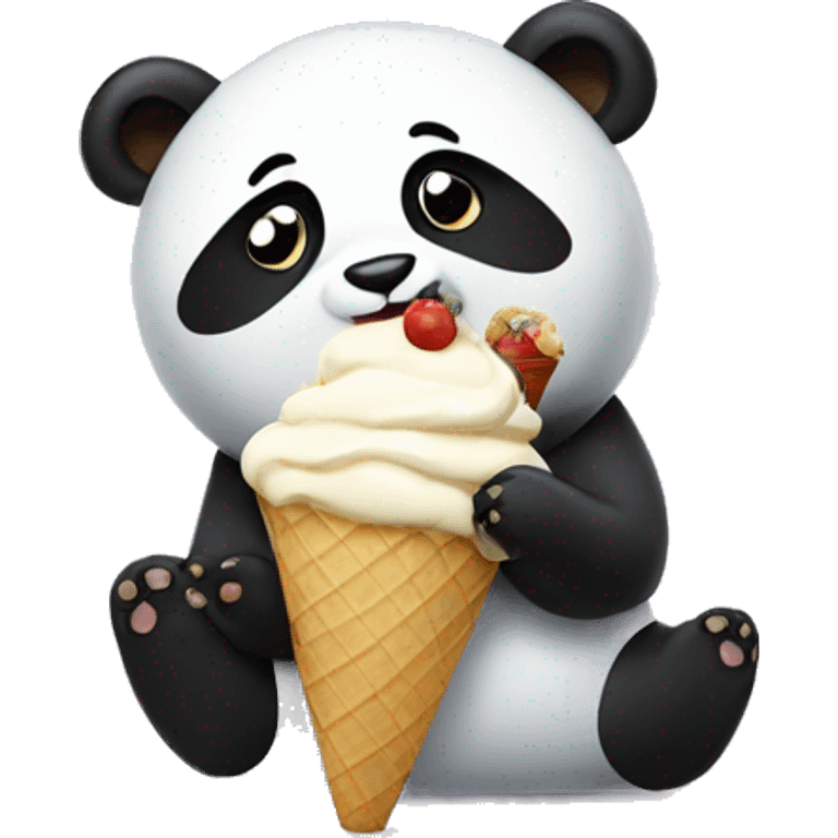 Panda eating ice cream emoji