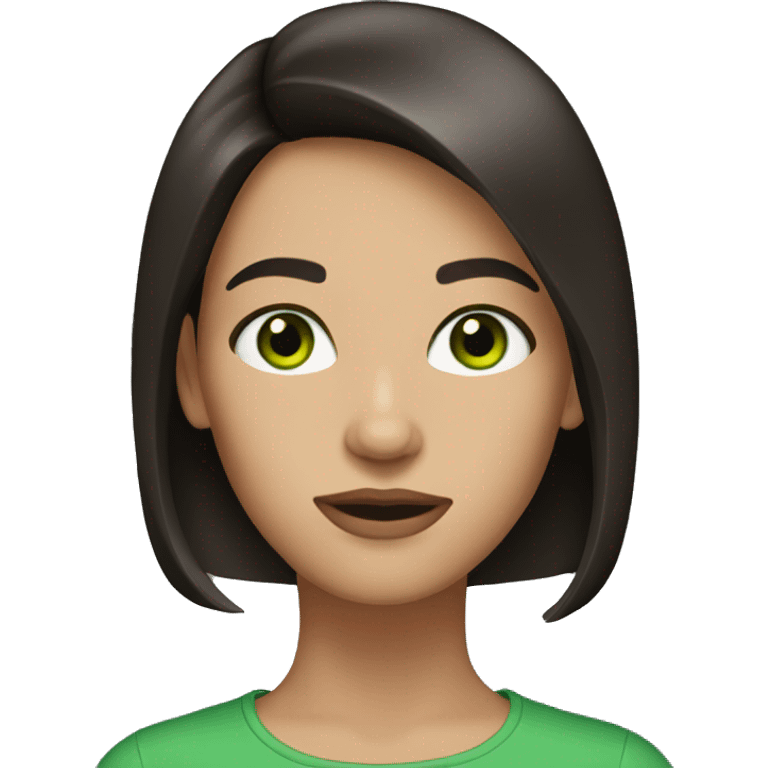 Brunette with green eyes, bob haircut emoji