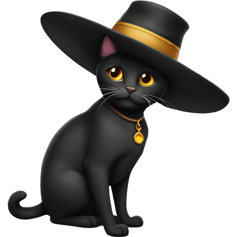 gato negro con sombrero de bruja emoji