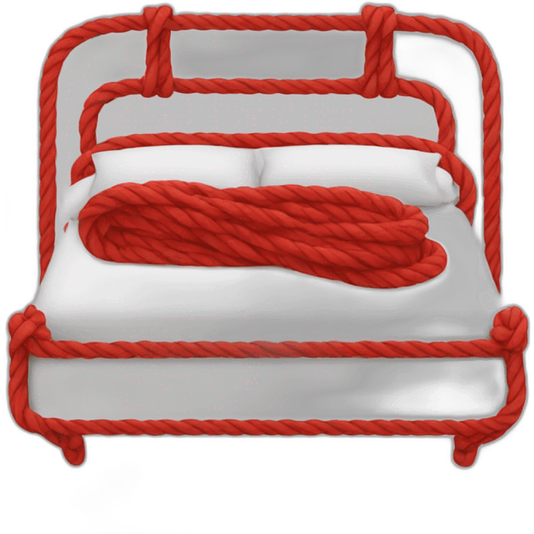 person wearing red ropes in bed emoji