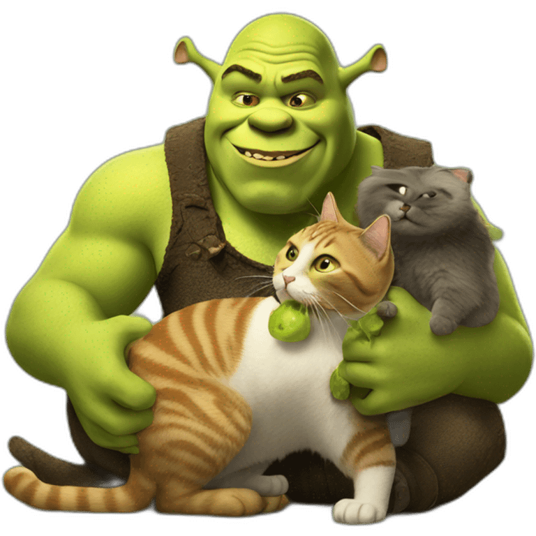 shrek eating a cat emoji