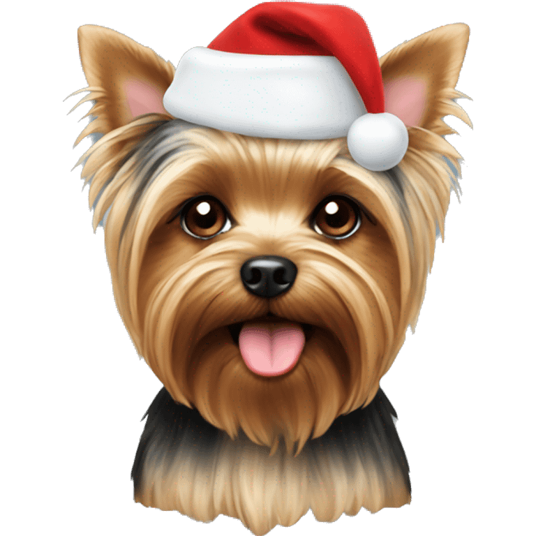 Yorkie with Santa hat emoji