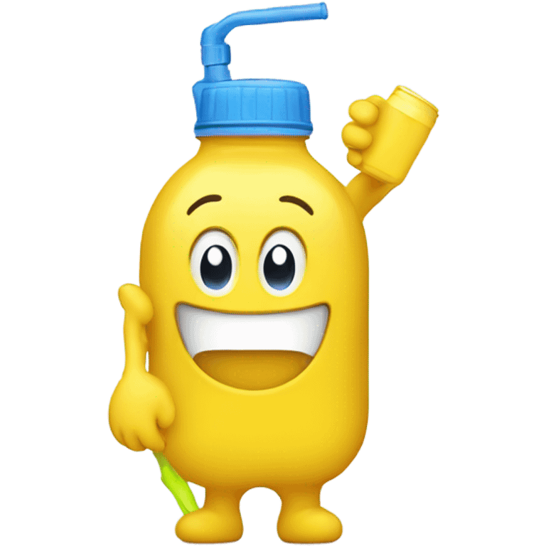 yellow emoji with a water bottle emoji