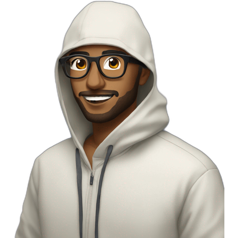 Arabian rapper with glasses in front of fuji mountain emoji