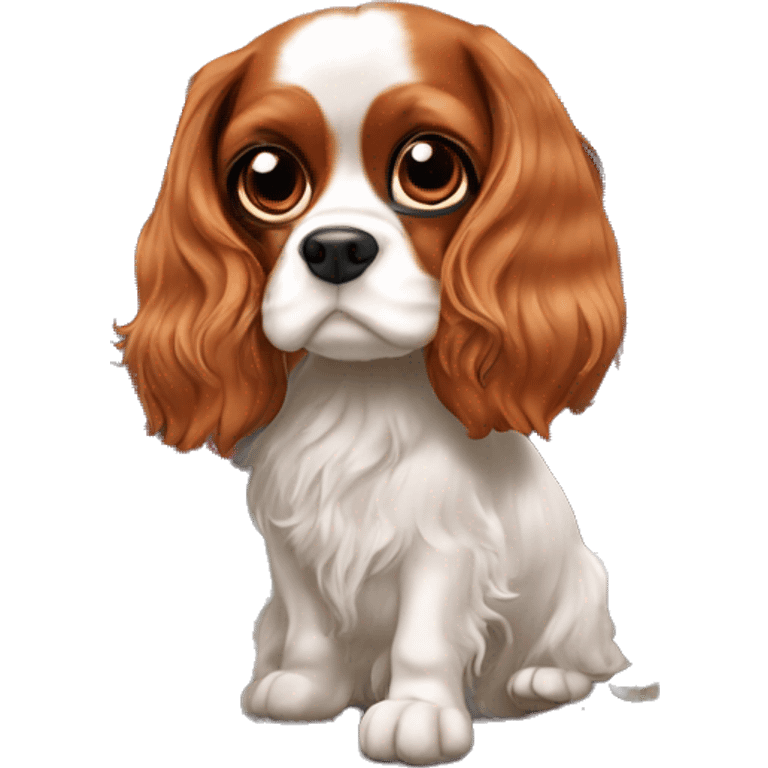 Cavalier king charles Spaniel watching TV ￼ emoji