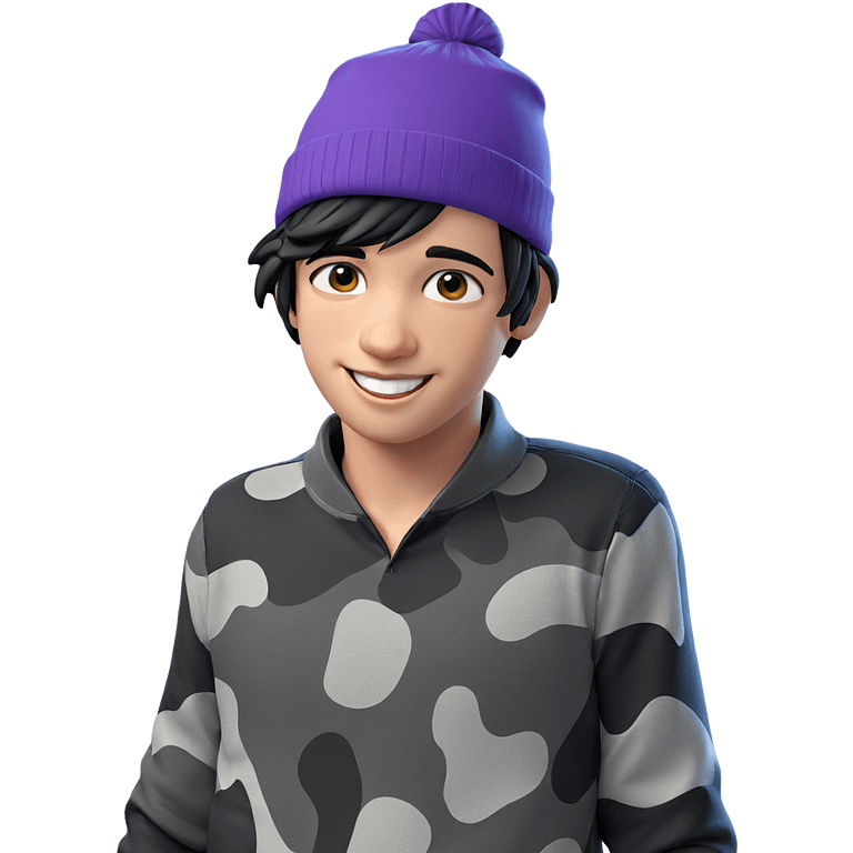 smiling boy in beanie emoji