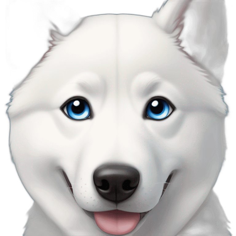 White Siberian husky smile  blue eyes emoji